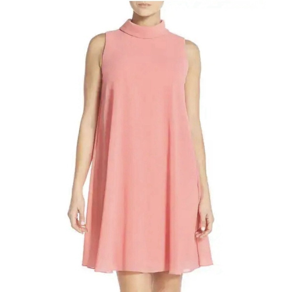 Vince Camuto Mock Neck A-line Sheath Dress Coral Sz 4 Wedding Resort Easter